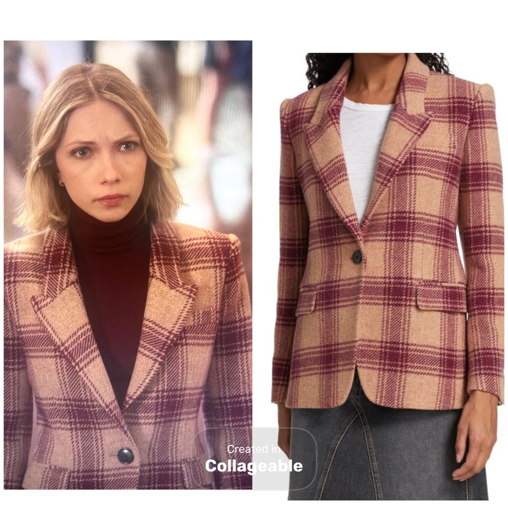 Gossip Girl Screen Worn ASO Isabel Marant Étoile Kerstin Wool Plaid Blazer 34